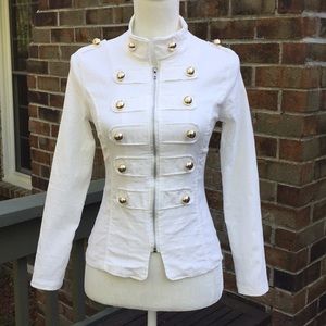 White MilitaryStyle Jacket w/Rose Gold Detail